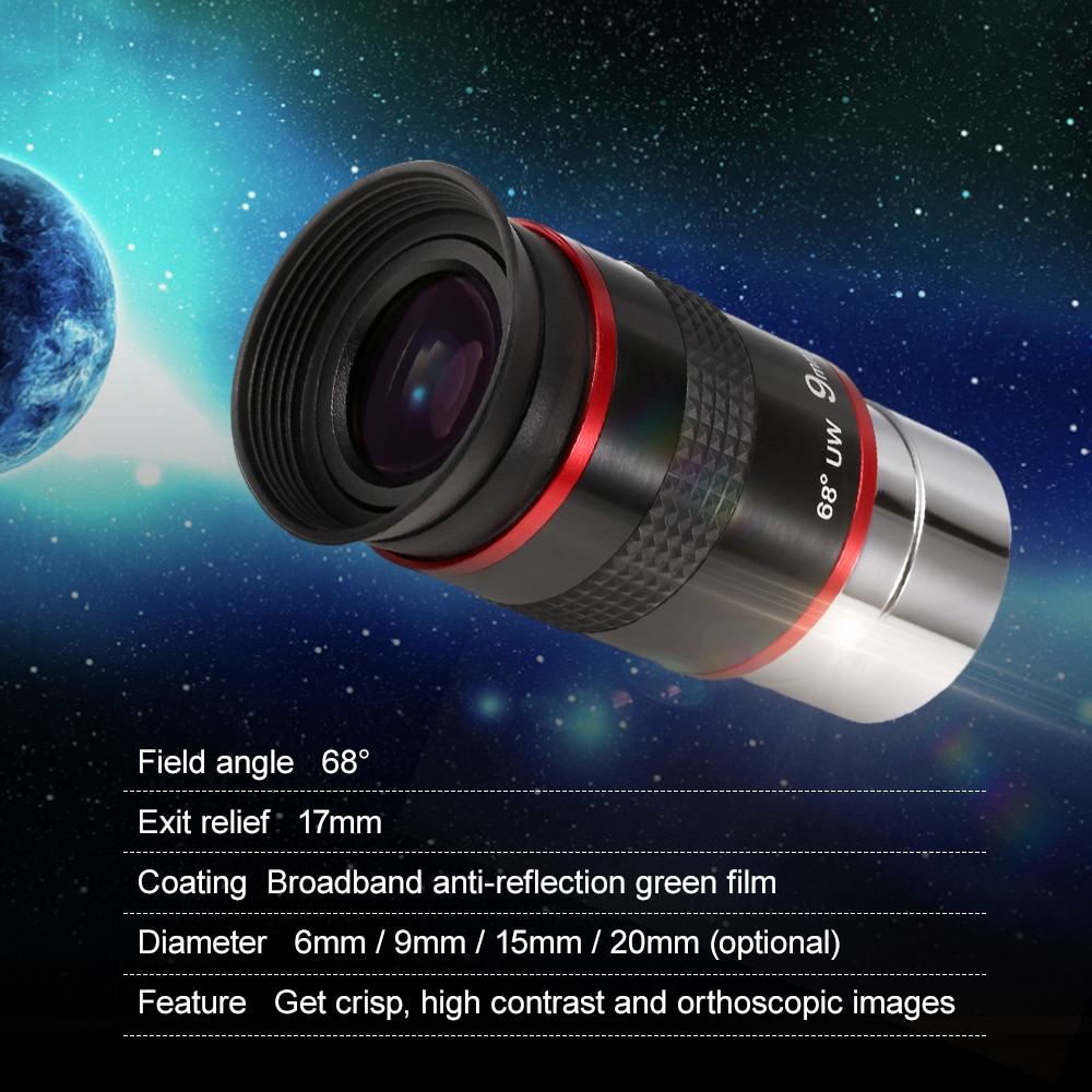 1.25 "68 Graden Groothoek Oculair Planetaire Eye Lens Astronomische Telescoop Oculair 6Mm/9Mm/15mm/20Mm Telescoop
