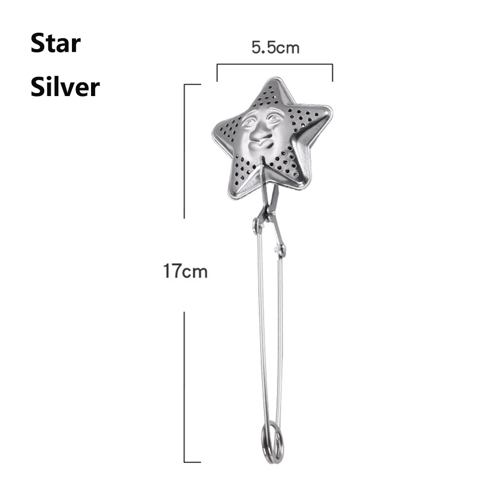 1 PC Herbruikbare Rvs Theezeefje Filters Losse Thee Infusers Spice Diffuser Drinkware Thee Accessoires Keuken Tool: Star	Silver