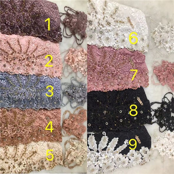 Boutique Handwork Muslim Bride Lace Wedding Party Hijabs Caps 2pcs/set