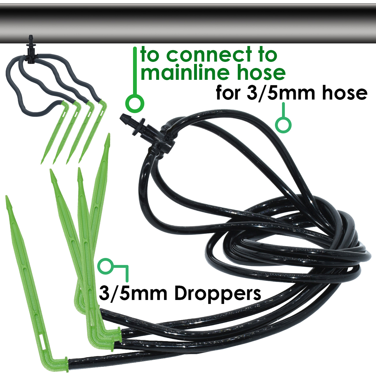 Sprycle Greenhouse 2L/H 4-Way Drip Irrigation 2-Way 3/5mm Garden Automatic Watering System Dripper Kit DIY for Pot Plant Bonsai