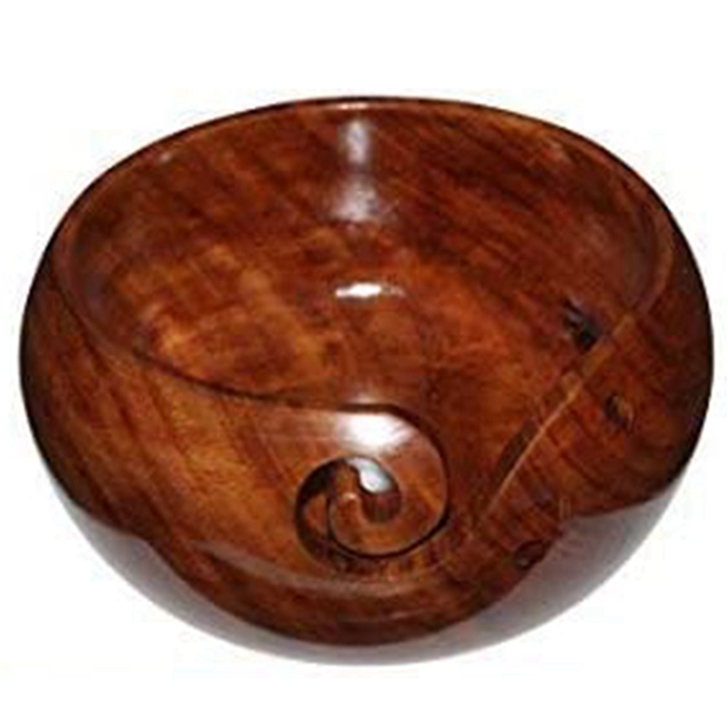 Medieval Replicas Wooden Yarn bowl hand made by Indian Artisans with Premium Mango wood for knitting and Crochet - with holes to keep knitting needles
