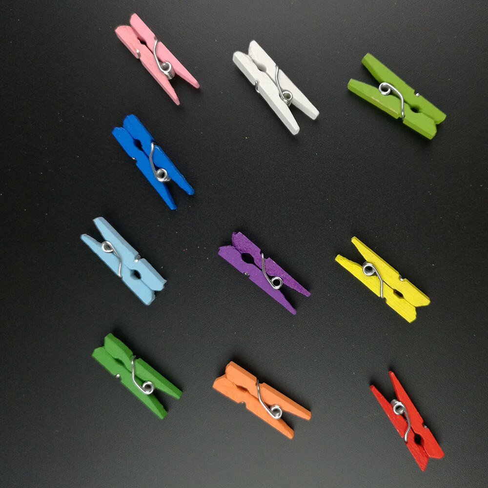 Pinzas de madera para ropa, Mini alfileres para calcetines, decoración colorida para el hogar, pinza para papel fotográfico, Clips para manualidades, 35MM, 50 Uds.