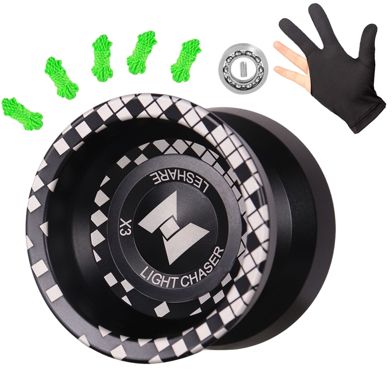 LIGHT CHASER X3 Competitive Yo-Yo,Alloy Yoyo for Beginners,Easy to Return and Practise Tricks with Glove and Strings: Default Title