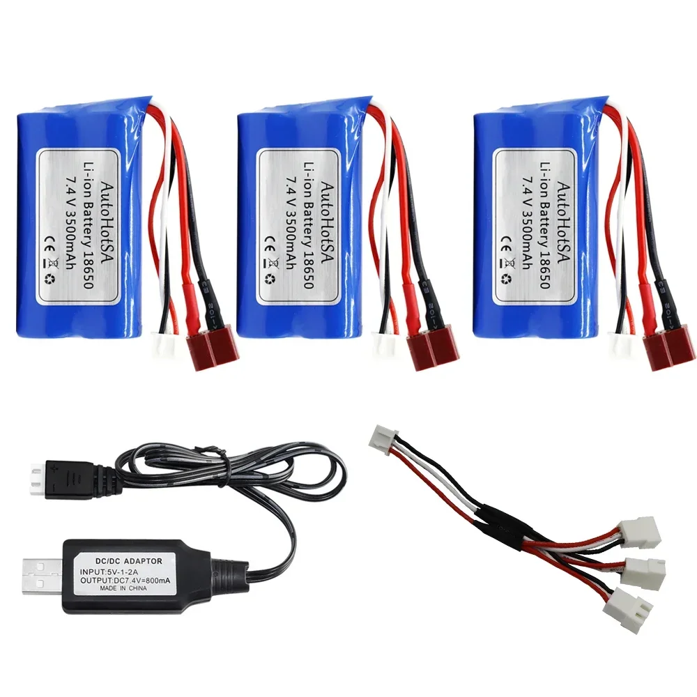 Upgraded 18650 7.4V 3500mAh T plug 2S battery and charger for SCY-16102PRO SCY-16101PRO SCY-16103PRO SCY-16201PRO R/C car parts: Blue