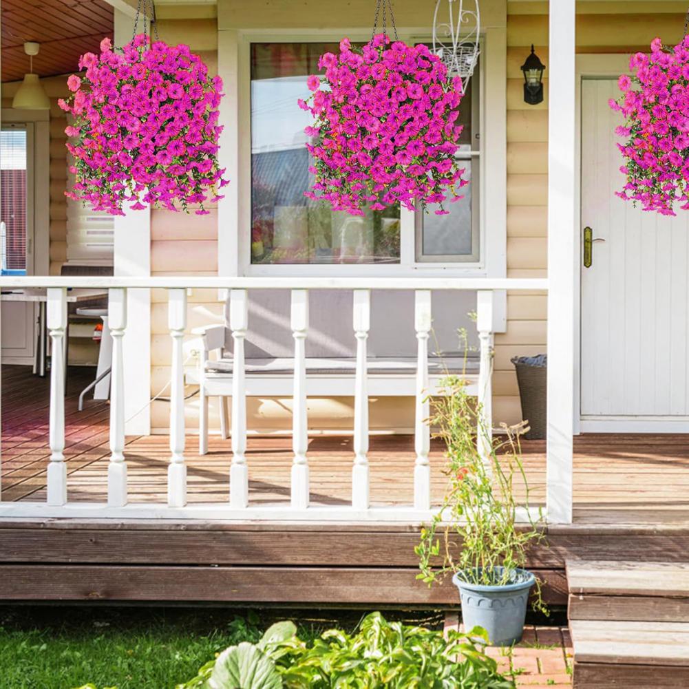 Kunstig hengende petuniablomst utendørs kunstig petunia stripe sommer bryllupsdekor til hage veranda tilbehør kunstig blomst