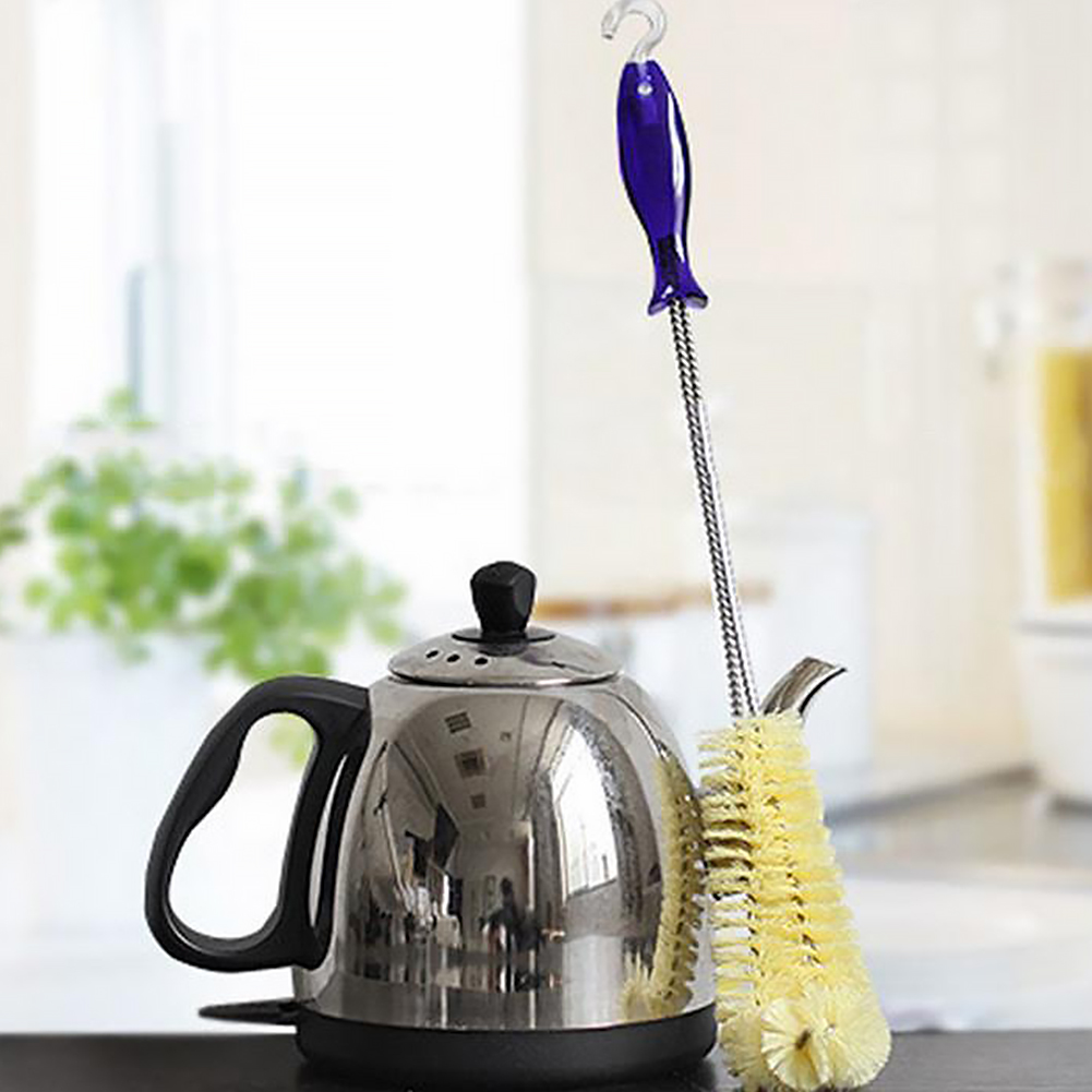 40cm Durable Yellow Long Cleaning Brush Handle Spiral-shaped Bottle Brush Bottle Brush Comfort Grip Easy to Clean Corners