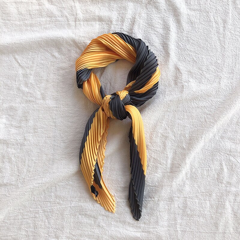 DVLWS gros soie-like femmes foulard plissé petit carré léopard imprimé écharpe cheveux bande décoration femmes écharpe: Or