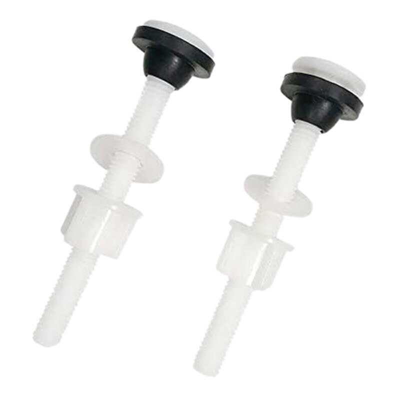-Paquete de 8 pernos de plástico del tanque de inodoro M10 tanque para tazón de baño Kits de reparación de baño tornillos de ajuste y sellado conjunto de tornillos de cabeza de sartén