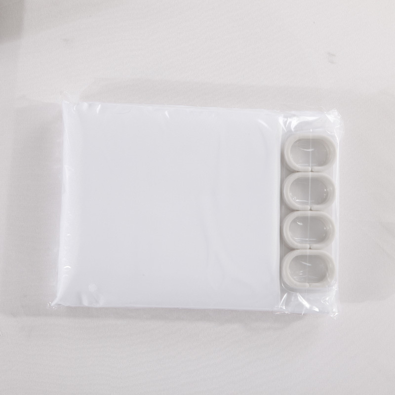 Ensfarget badeforheng hvitt enkelt dusjforheng vanntett komfortabelt til badet med 12 stk plastkroker