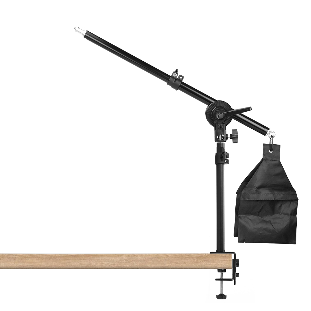 Adjustable Tabletop Light Stand C Clamp Overhead Telescopic Boom Arm with Sandbag for DSLR Camera Ring Light LED Video Panel
