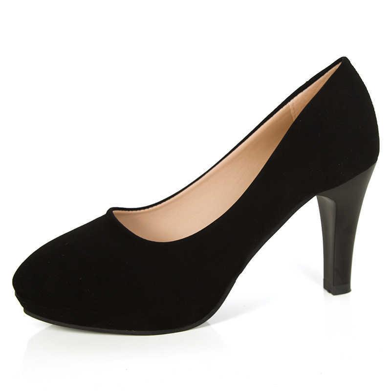 woman Pumps autumn thick heel shoes ol high-heeled shoes female the trend of ultra high heels female shoes: Black 8.5cm / 40