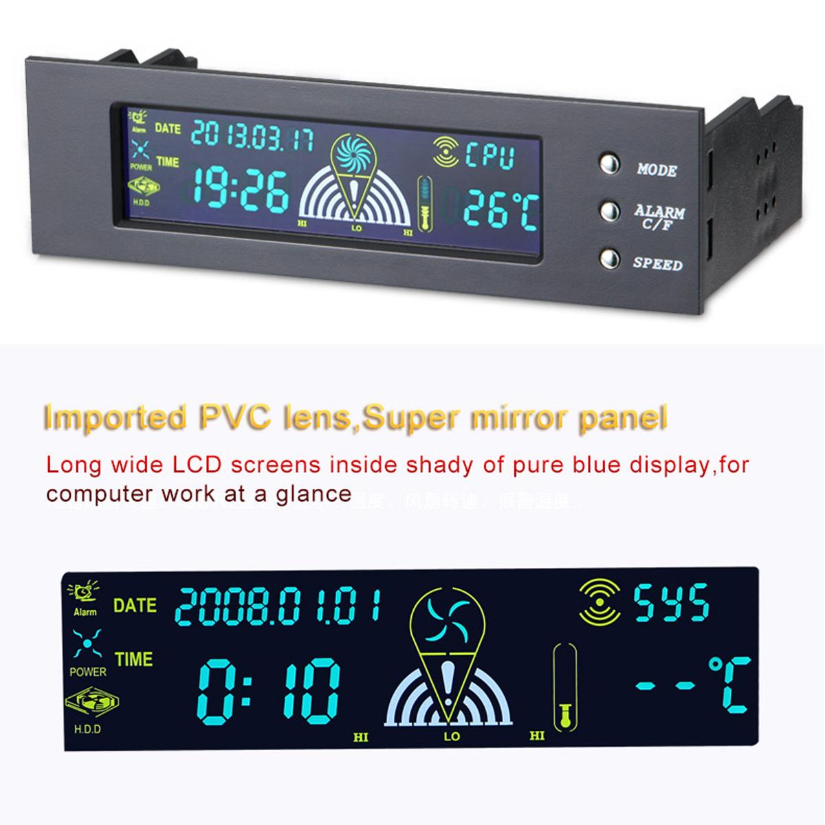 5.25in Bay Front LCD Panel 3 Fan Speed Controller CPU Temperature Sensor