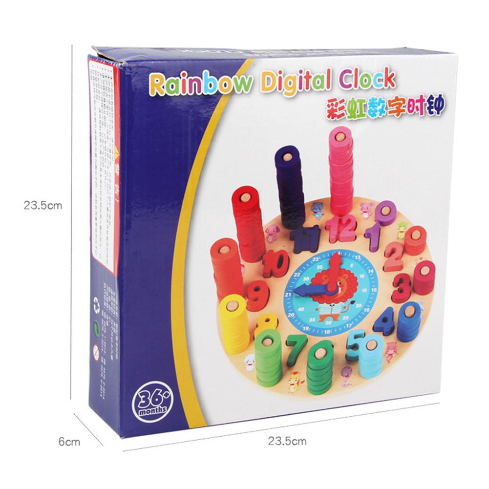 Kleurrijke Klok Tijd Nummer Ring Blokken Stapelen Legpuzzels Kinderen Kids Onderwijs Digitale Leren Geometrie Blokken Speelgoed