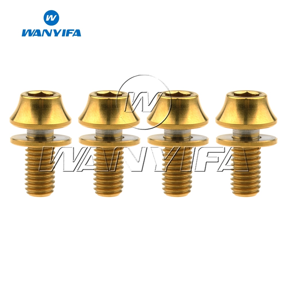 Wanyifa 4 Uds M5x12mm titanio Ti cono bicicleta titular de la botella de tornillo accesorio de ciclismo para la bicicleta sujeción de portabotellas pernos
