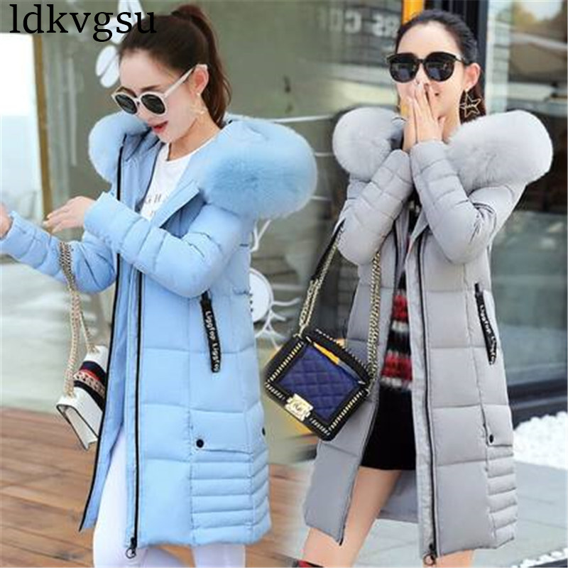 Women Winter Jackets Down Cotton Hooded Coat Plus Size Parkas Mujer Coats Long Coat Female Fur collar Coats A1297