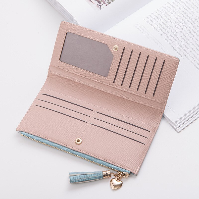 Couro longo carteira feminina marca de luxo famosa grande mulheres carteiras bolsas femininas longo moeda zíper bolsa titular do cartão crédito