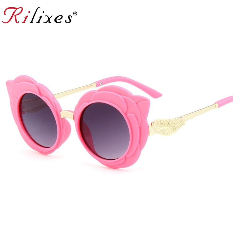 RILIXES nouveauté ronde belle enfants lunettes de soleil filles lunettes de soleil protection enfants lunettes couleur rose