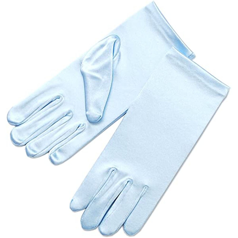 3-10Y Mädchen Satin- Handschuhe Schnee Königin Handschuh Prinzessin Kostüm für freundlicher Party, Hochzeit, Formale Festzug Geburtstag Party: hell Blau