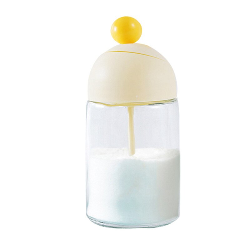 Muti-function Transparent Seasoning Box Glass Spice Pots Storage Container Seasoning Spice Sugar And Salt Jars With Spoon: Y