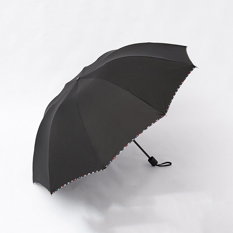125CM Big Top Umbrella Men Rain Woman Windproof Large Umbrellas Male Women Sun 3 Folding Big Umbrella Outdoor Parapluie: Black