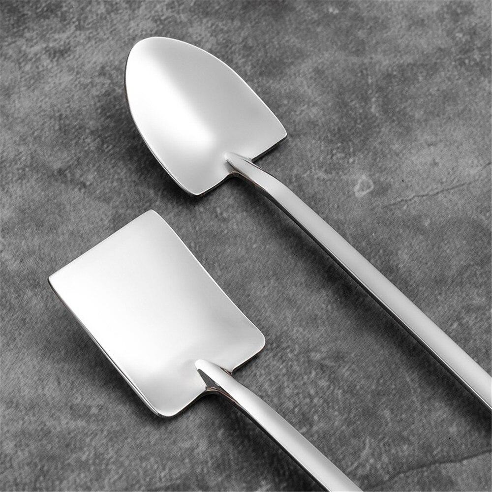 De acero inoxidable forma de pala cuchara de café de arroz cucharillas accesorios de cocina postre azúcar removiendo cucharas cucharadita de vajilla