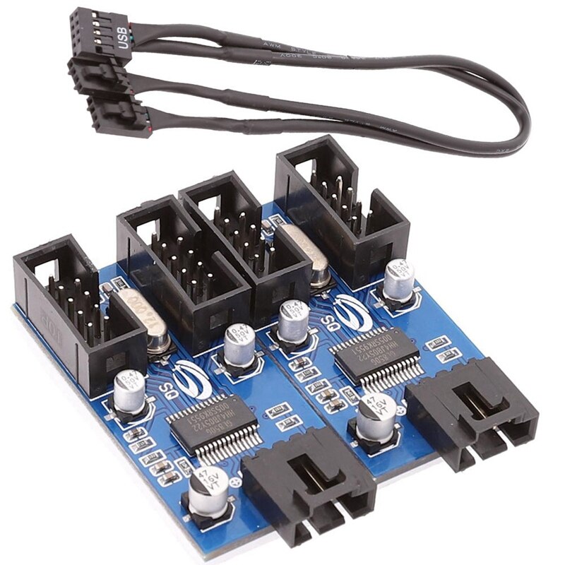-9 Pin USB Header Extension Cable Card Desktop 9-Pin USB HUB USB 2.0 9 Pin Connector Adapter