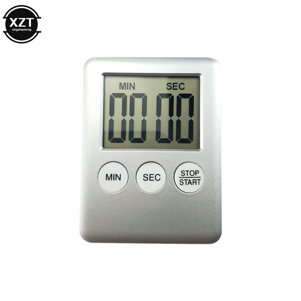 Magnetische kookwekker Digitaal koken Bakken LCD-scherm Count Down Up Luid alarm Countdown Alarm Magneet Klok Keukenbenodigdheden: Zilver