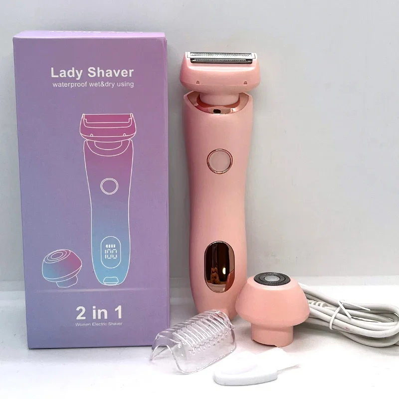 Electric Razors for Women 2 In 1 Bikini Trimmer Face Shavers Hair Removal for Underarms Legs Ladies Body Trimmer IPX7 Waterproof: Pink