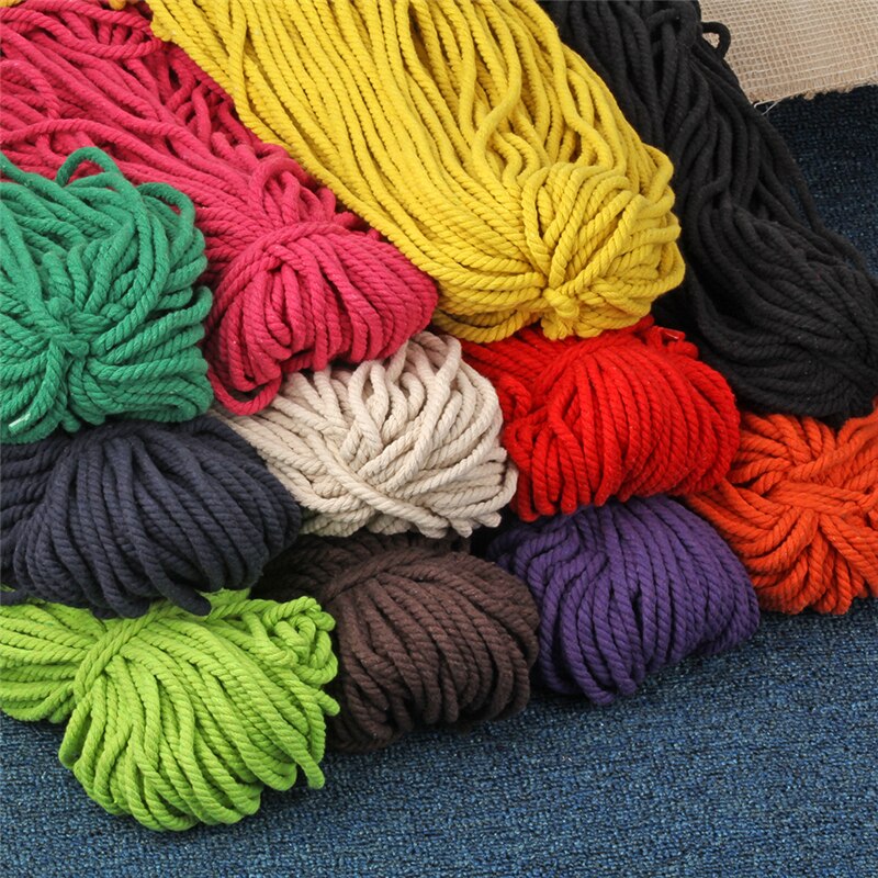 100% Katoen 3 Aandelen Twisted Katoenen Koorden 5Mm Diy Craft Decoratie Touw Katoenen Koord Voor Tas Trekkoord Riem 15 kleuren