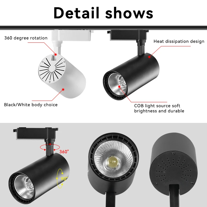 Led-skenlampa set spotlight skena lampa 220v butiksbelysning skena 30w spotlights för klädbutik dekoration armatur