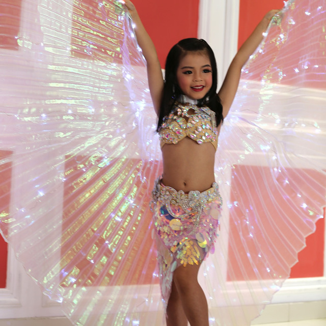 Alas de Isis Led para niños, alas brillantes Led blancas de arco iris para niños, Accesorios de danza del vientre, alas de baile para niñas con palo: white led wings