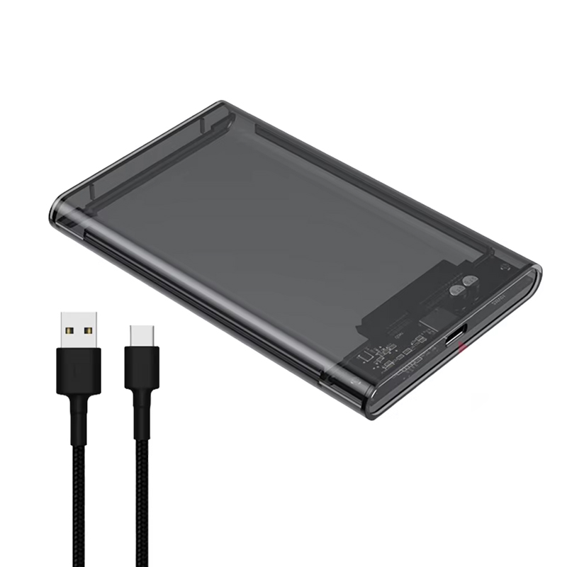 3.0/3.1 HDD Enclosure 2.5inch SATA SSD Hard Drive Case with 5Gbps Transfer Speed and Transparent Mobile External Housing: black