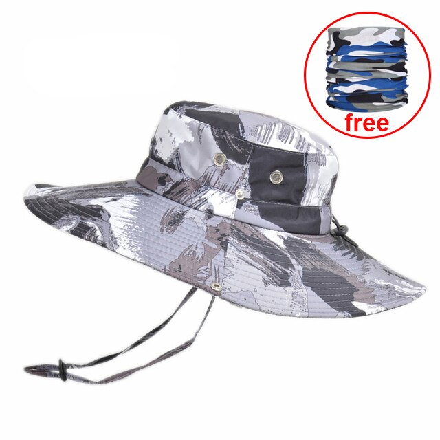 Casquette pour hommes, randonnée en plein air, pare-soleil d'été, casquette de pêche, respirante, pliable, grand bord, Panama: BLEU CIEL