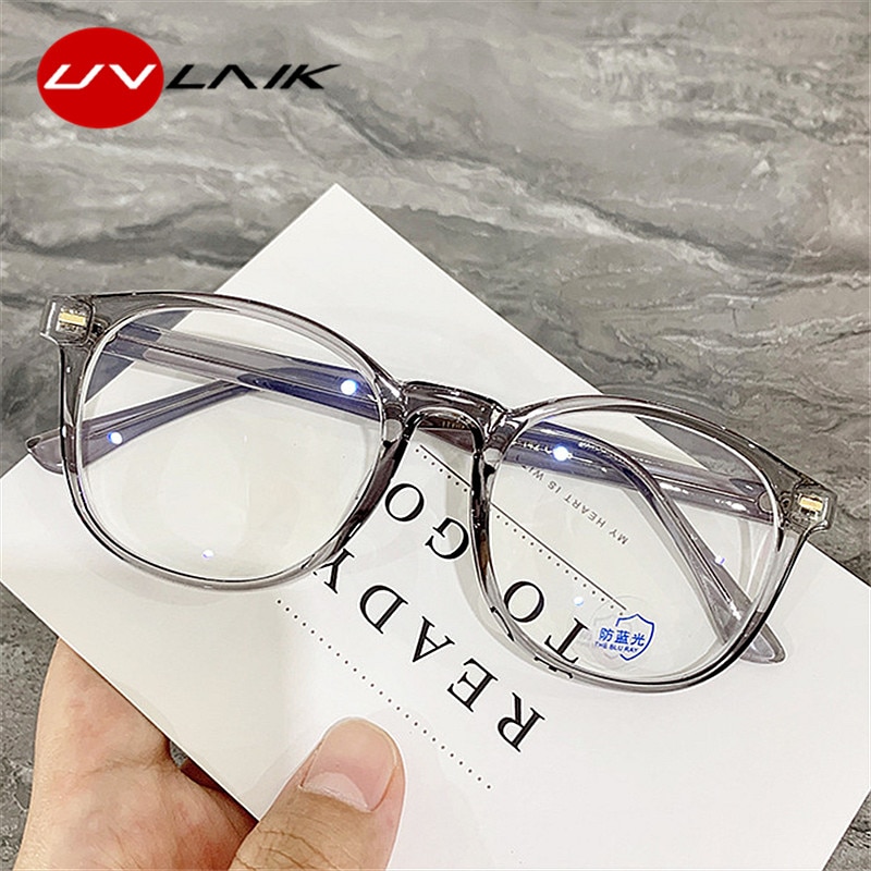UVLAIK TR90 Glassses Frame Women Men Anti Blue Light Transparent Optical Spectacles Vintage Computer Eyeglasses Frames