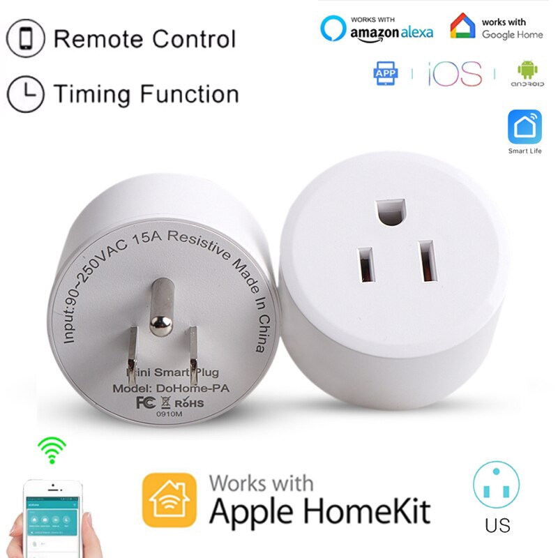 Smart Plug US 10A 90-250V Remote Voice Control Smart Timer Wifi Socket With Power Monitor Dohome APP Work With Google Home Alexa