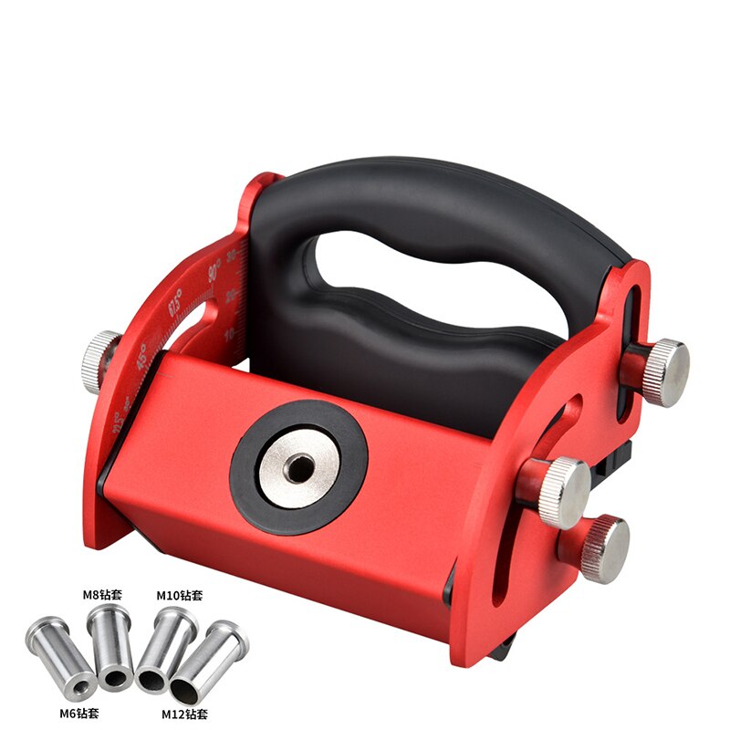 Multi-Hoek Pocket Gat Jig Schuine Gat Locator Boren Tool Kit 6/8/10/12Mm treknagel Jig Aluminium Joinery Schrijnwerker Diy Gereedschap: Red
