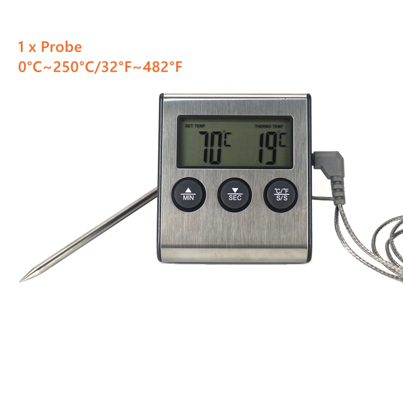 Digital Meat Thermometer Kitchen Cooking Temperature Monitor Stainless Steel Waterproof Probe Oven BBQ Temp. Tester Tools