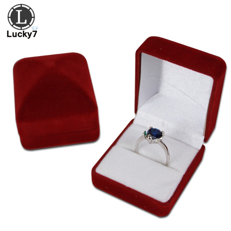 Fluwelen Ring Box 9 Kleur Ruit Case Engagement Bruiloft Sieraden Dozen Houder Voor Lover: Dark Red