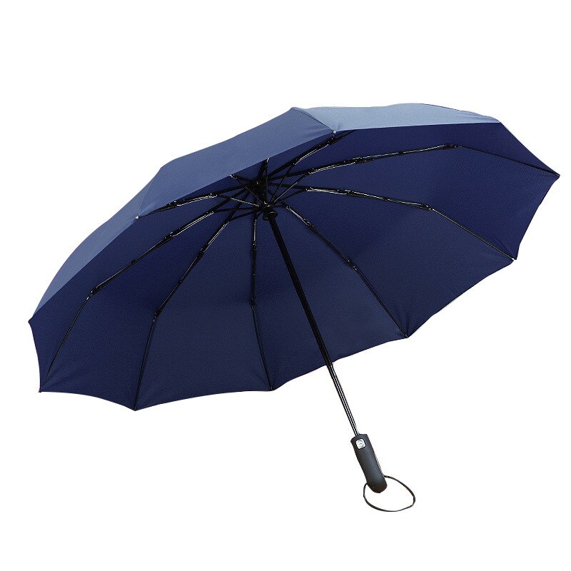 Paraguas plegable automático superresistente al viento para hombre, paraguas de negocios, automático, de plástico negro, color thre: Azul