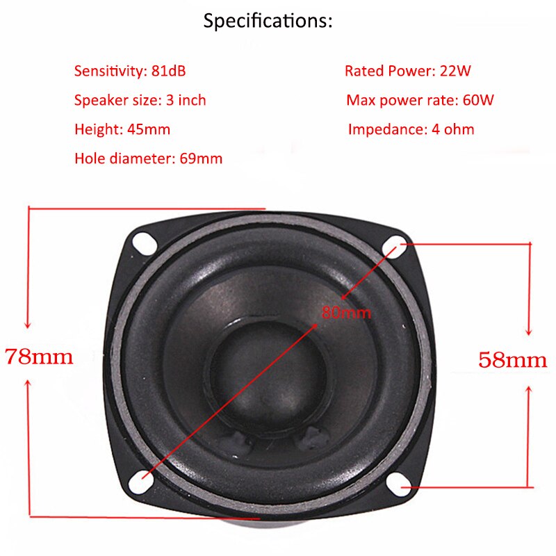 ARCHEER 1 Uds. Altavoz de 3 pulgadas, Unidad de altavoz grande magnética Multimedia, altavoces HiFi para el hogar, reemplazo de altavoz de gama completa