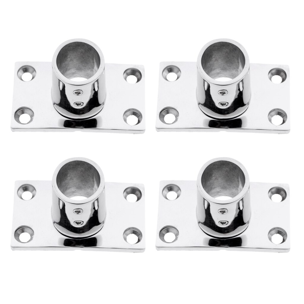 4x Stainless Boat Handrail Rectangular Base 90 Degree Rail Fitting 1" 25mm