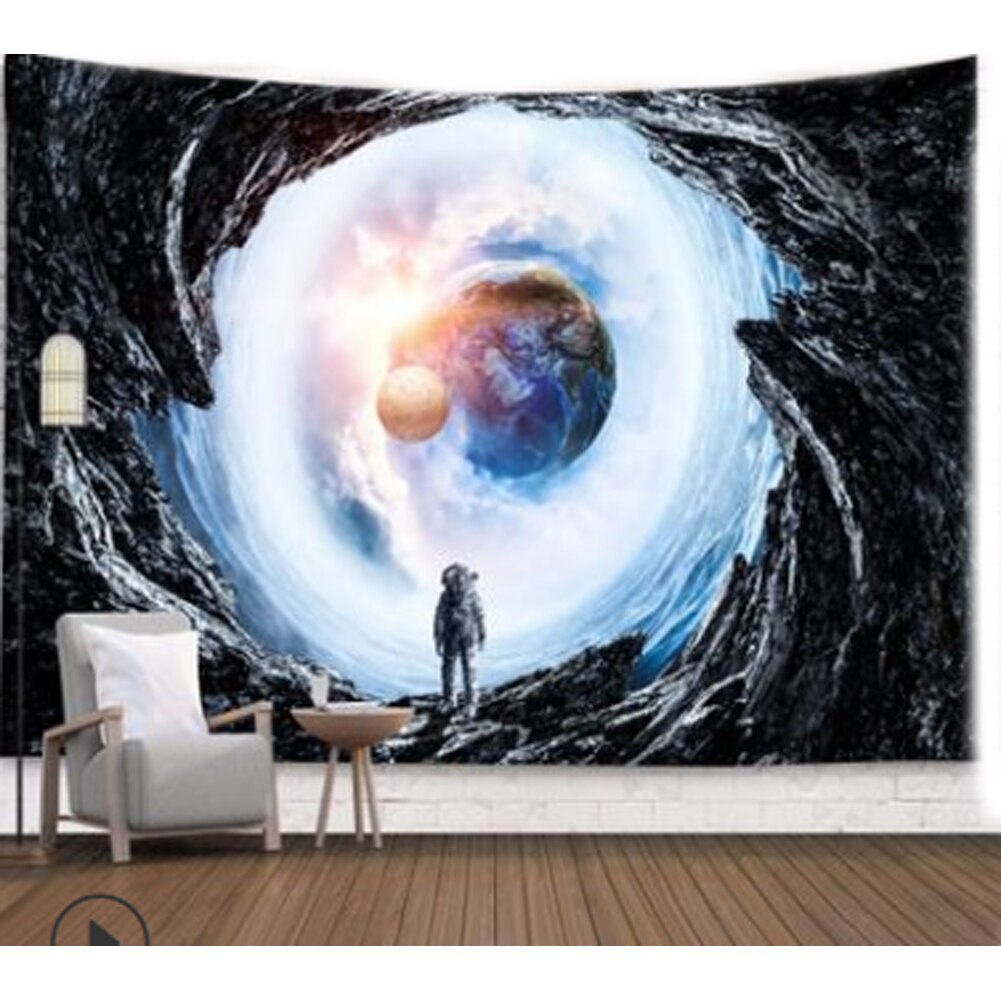 Planet astronaut væg klæde gobeliner galakse psykedelisk rum nasas gobelin vævetæppe trykt bohemeindretning: Brun