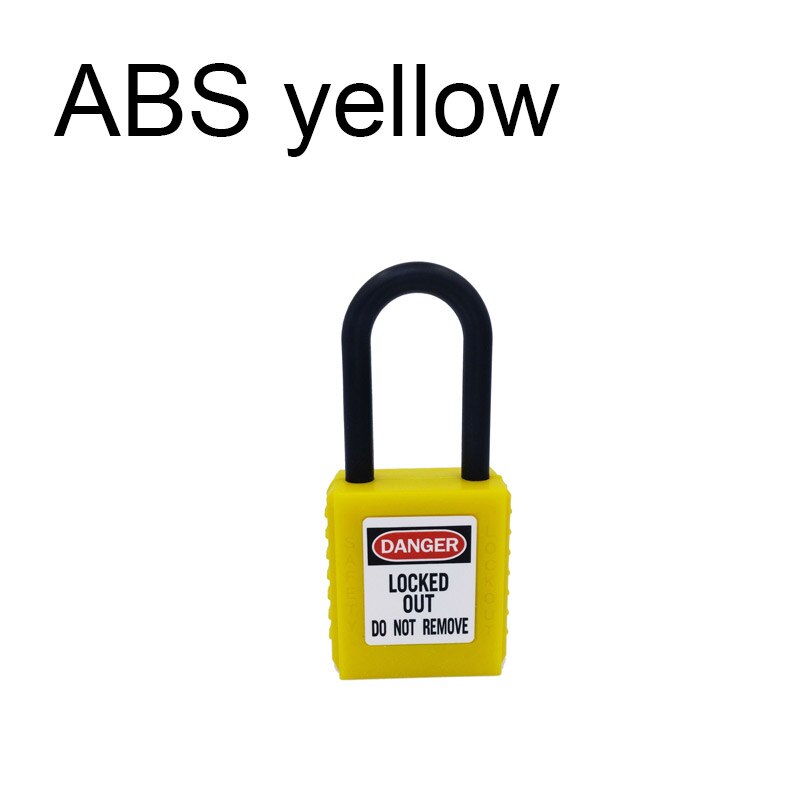 Lock ABS security padlock plastic shackle steel safety padlock 38mm nylon non conductive safety padlock, with 2 unique key: ABS YELLOW