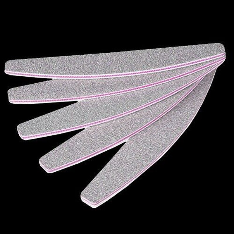 100/180 korn neglefile 100 stk neglefil halv/måne zebra fil 100/180 uv led gel negle akryl dobbeltsidet fil 180 100 korn