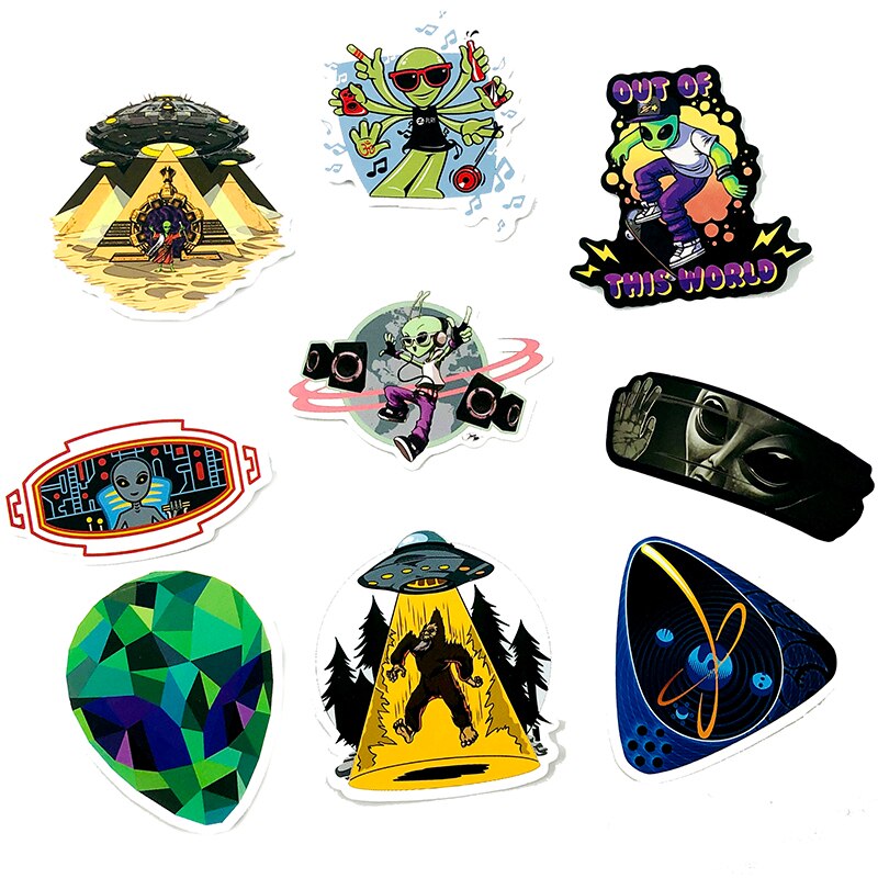50 Stuks Alien Ufo Ruimte Pilot Sticker Forscrapbook Skateboard Gitaar Motorfiets Bagage Laptop Computer Nagel Stickers
