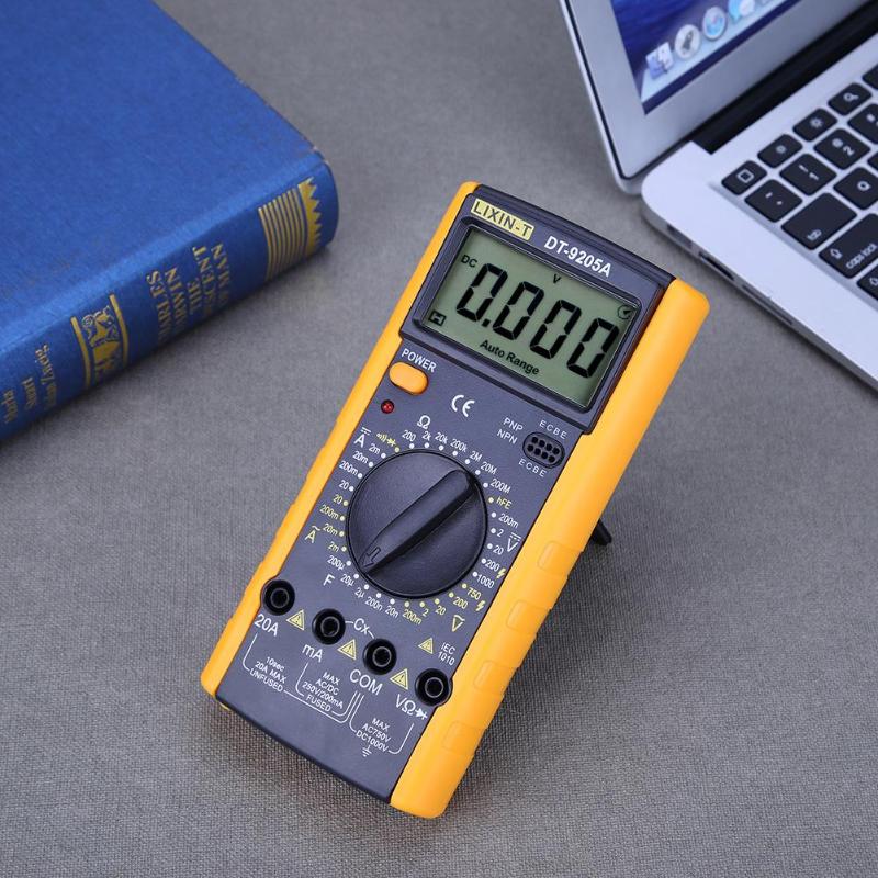 DT9205 LCD Digital Multimeter Voltmeter 1999 Backlight AC/DC Ammeter Voltmeter Ohm Tester Meter Current Capacitance Tester