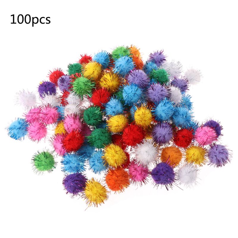 100Pcs 25Mm Mini Pluizige Zachte Pom Poms Pompoms Glitter Bal Handgemaakte Kinderen Speelgoed Diy Naaien Craft Supplies Gemengde kleur 203E