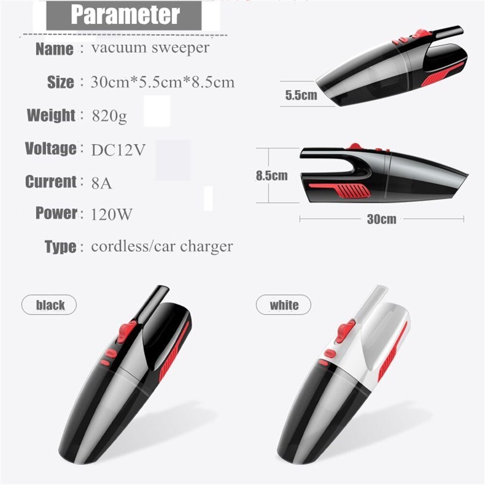 120W 5000kpa Sterke Power Oplaadbare Auto Stofzuiger Dc 12 Volt Nat/Droog Auto Draagbare Met Handtas Auto accessoires