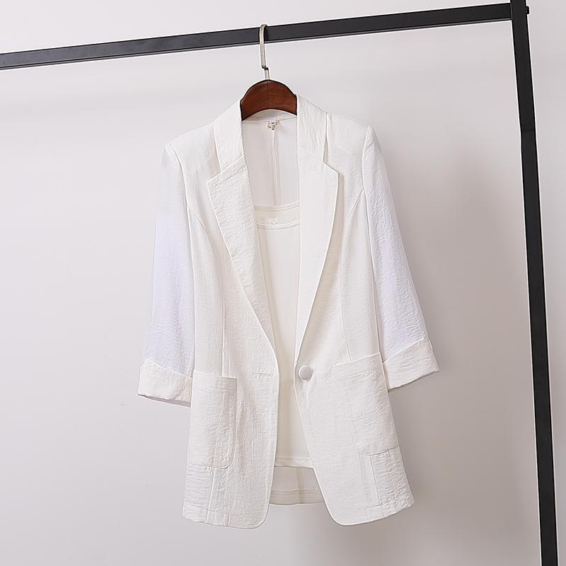 Blazer surdimensionné en coton et lin pour femmes, manteau de bureau décontracté, costume ample, vêtements d'extérieur, grande taille 4XL F04, été: white / XXXL