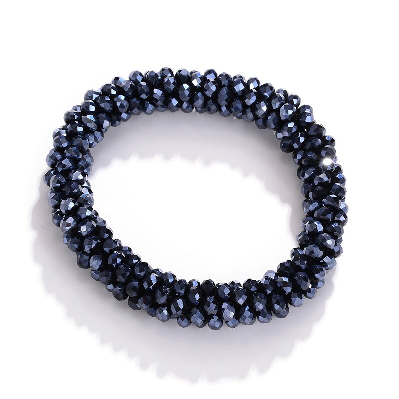 Elastiske newful glasperler armbånd til kvinder rød sort retro sommer armbånd armbånd smykker brazalete mujer: Mørkeblå